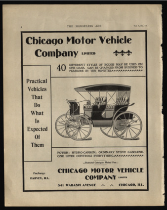 Chicago Motor Vehicle Co., Ltd. advertisement, 1900 Thumbnail