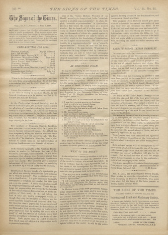 Signs of the Times, 1888, issue 21 Miniature