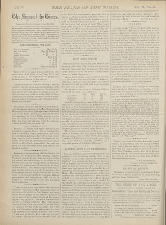 Signs of the Times, 1888, issue 16 Miniature