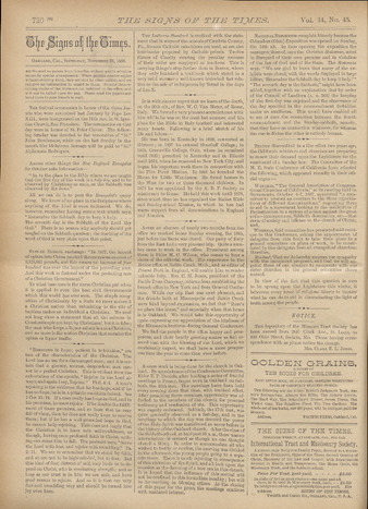 Signs of the Times, 1888, issue 45 Miniature